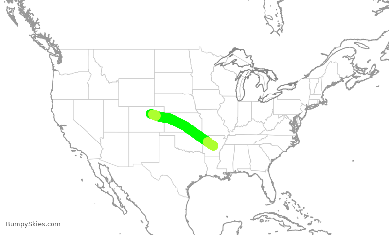 Turbulence forecast map for SKW5760, DEN to LIT