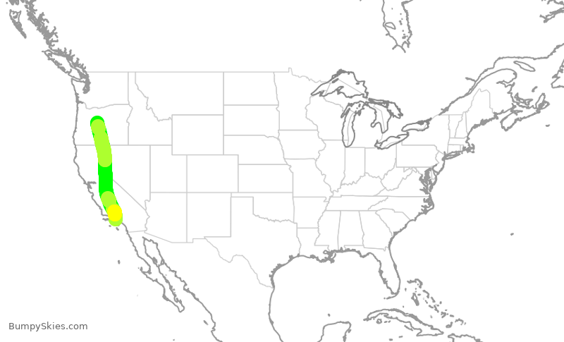 Turbulence forecast map for SKW5765, LAX to RDM
