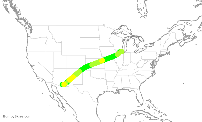 Turbulence forecast map for SKW5767, TUS to ORD