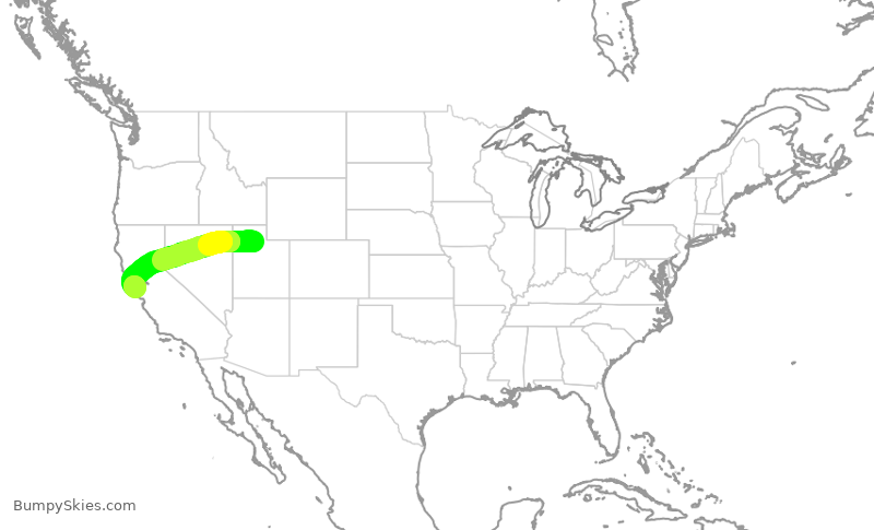 Turbulence forecast map for SKW5770, SLC to SFO