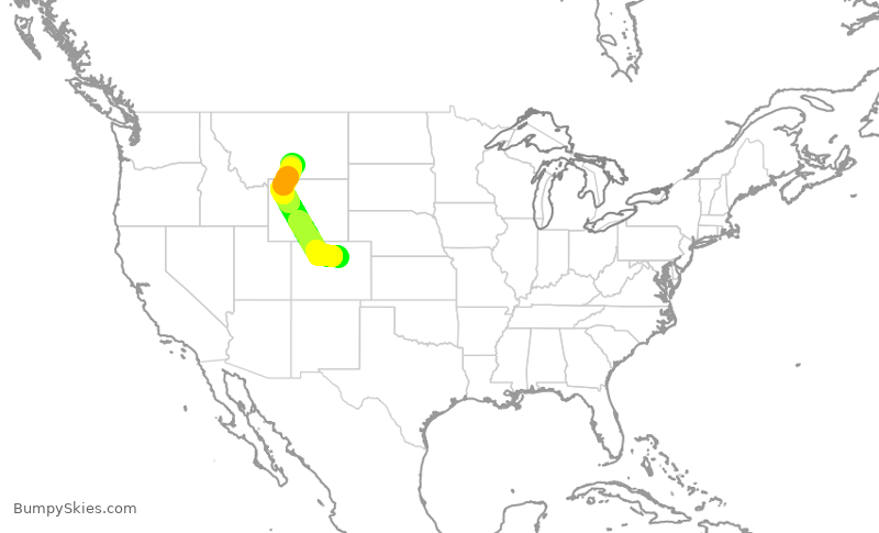 Turbulence forecast map for SKW5771, DEN to BIL