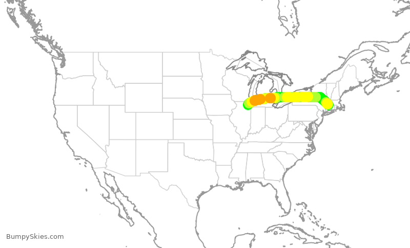 Turbulence forecast map for SKW5774, BDL to ORD