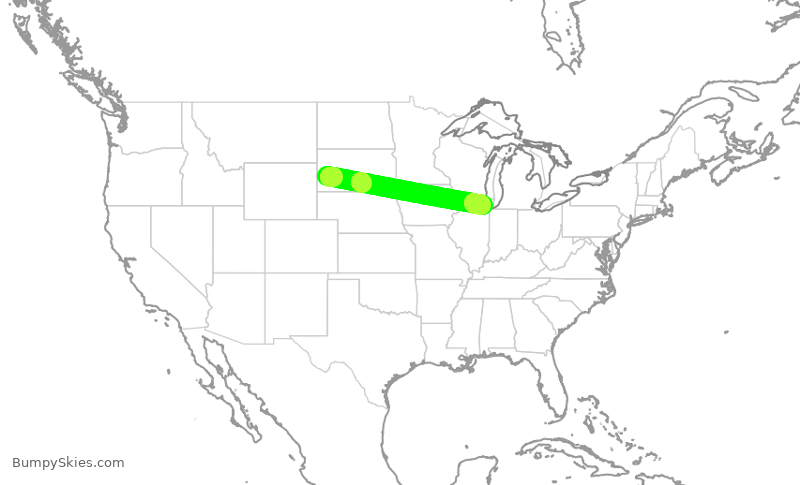 Turbulence forecast map for SKW5779, RAP to ORD