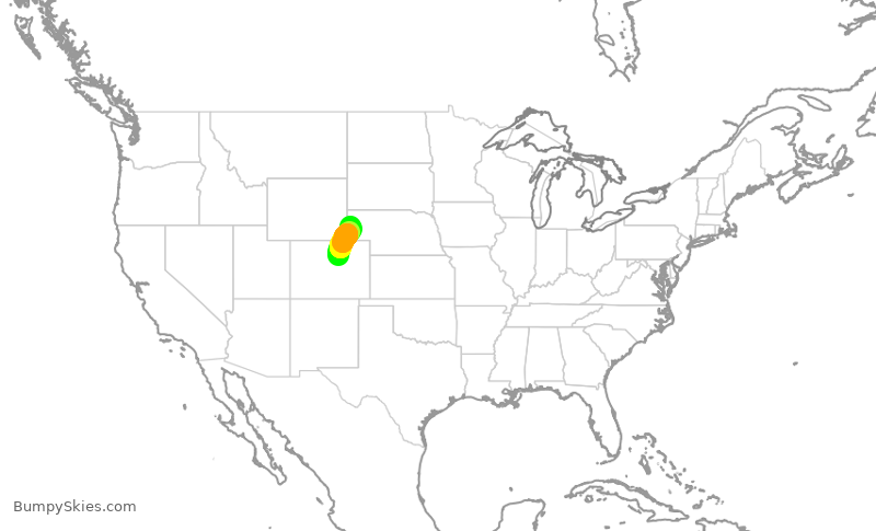 Turbulence forecast map for SKW577, DEN to BFF
