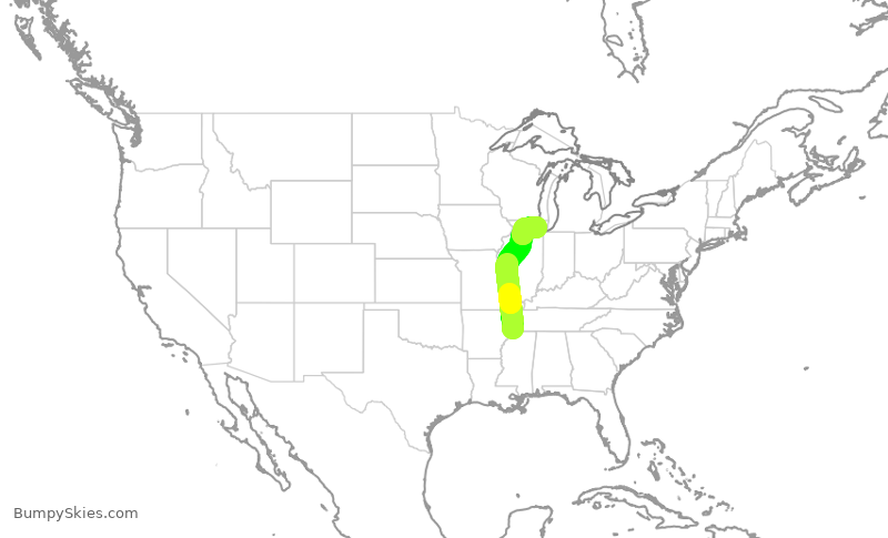 Turbulence forecast map for SKW5780, MEM to ORD