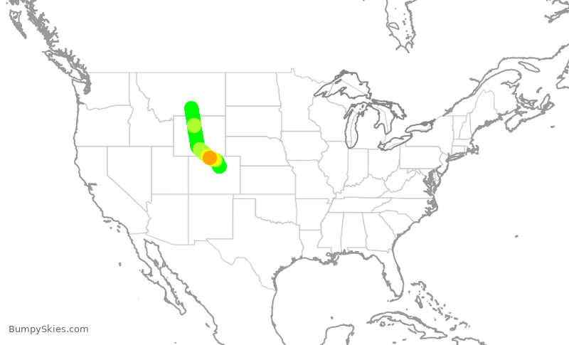 Turbulence forecast map for SKW5784, BIL to DEN