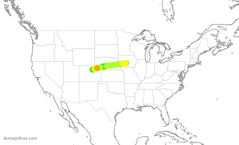 Turbulence forecast map for SKW5785, DSM to DEN