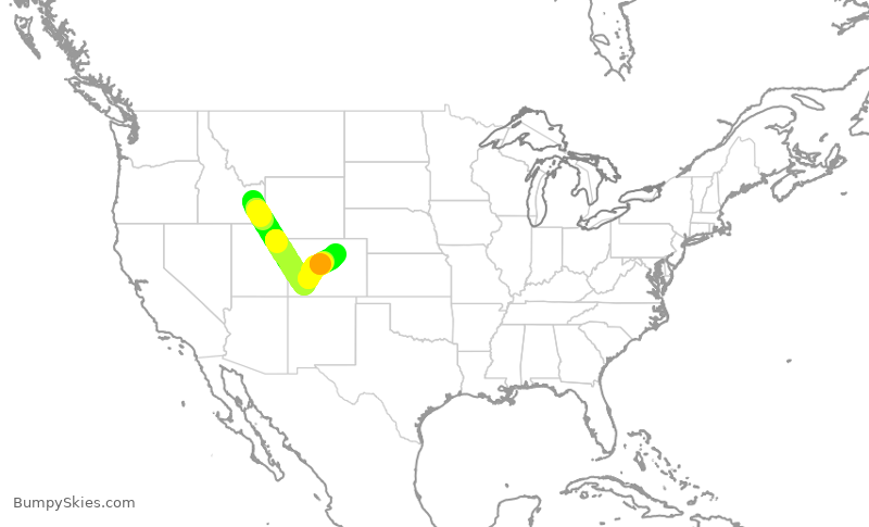 Turbulence forecast map for SKW5793, IDA to DEN
