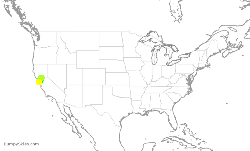 Turbulence forecast map for SKW5796, SFO to SMF