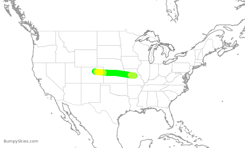 Turbulence forecast map for SKW5797, DEN to COU