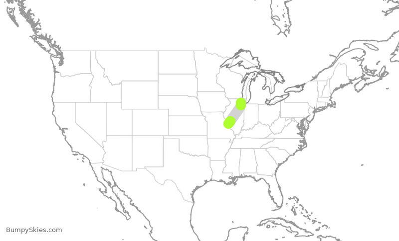 Turbulence forecast map for SKW5803, ORD to STL