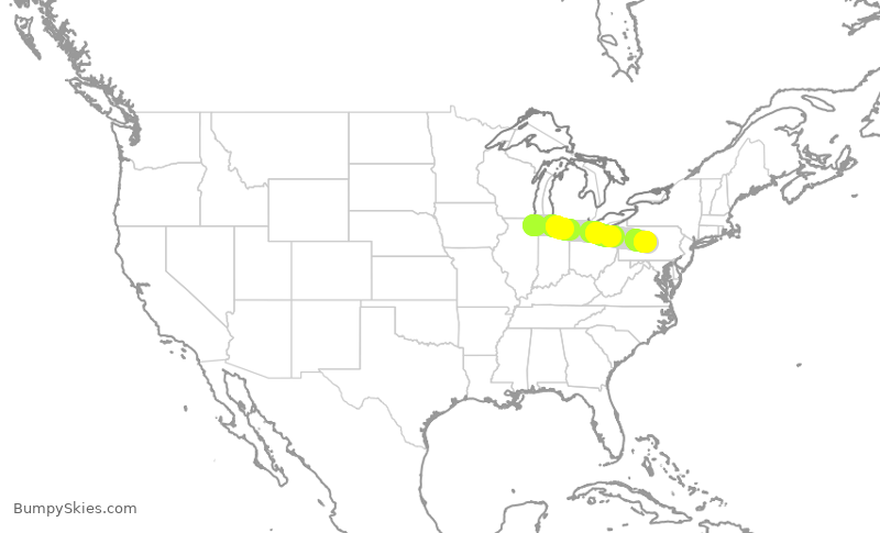 Turbulence forecast map for SKW5808, ORD to SCE