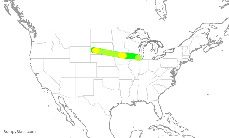 Turbulence forecast map for SKW5811, RAP to ORD