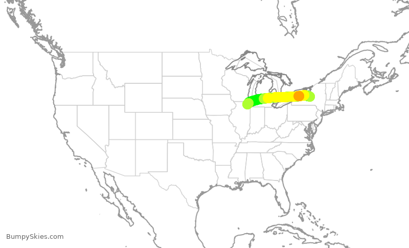 Turbulence forecast map for SKW5811, SYR to ORD