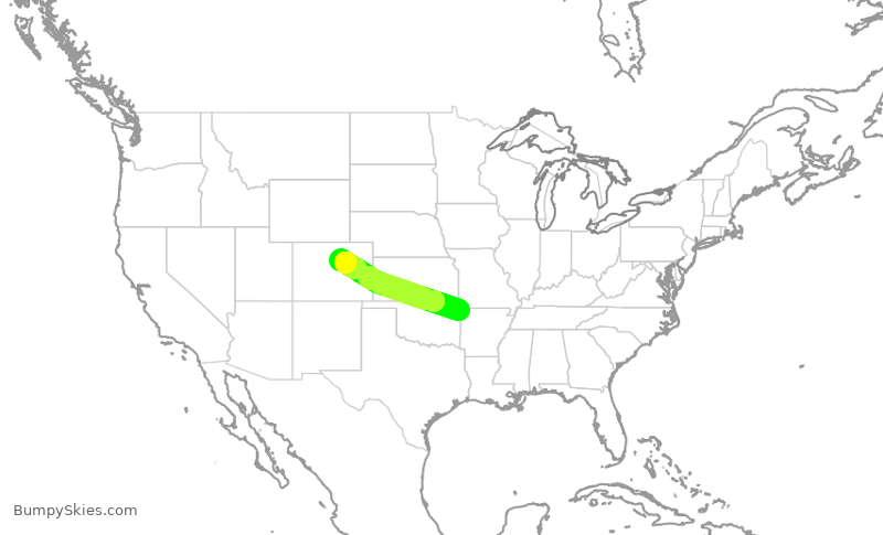 Turbulence forecast map for SKW5812, XNA to DEN