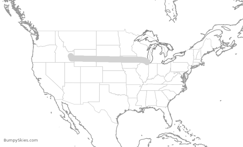 Turbulence forecast map for SKW5813, IDA to ORD