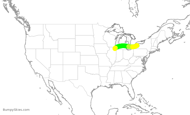 Turbulence forecast map for SKW5820, BUF to ORD