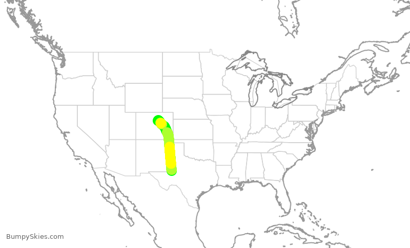 Turbulence forecast map for SKW5822, MAF to DEN