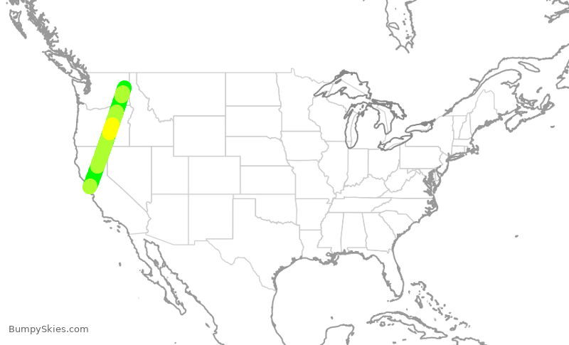 Turbulence forecast map for SKW5822, SFO to GEG
