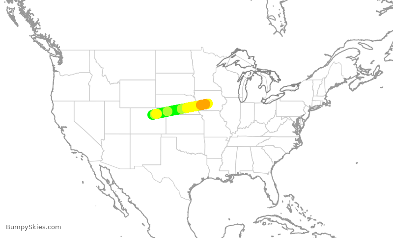 Turbulence forecast map for SKW5828, DEN to DSM