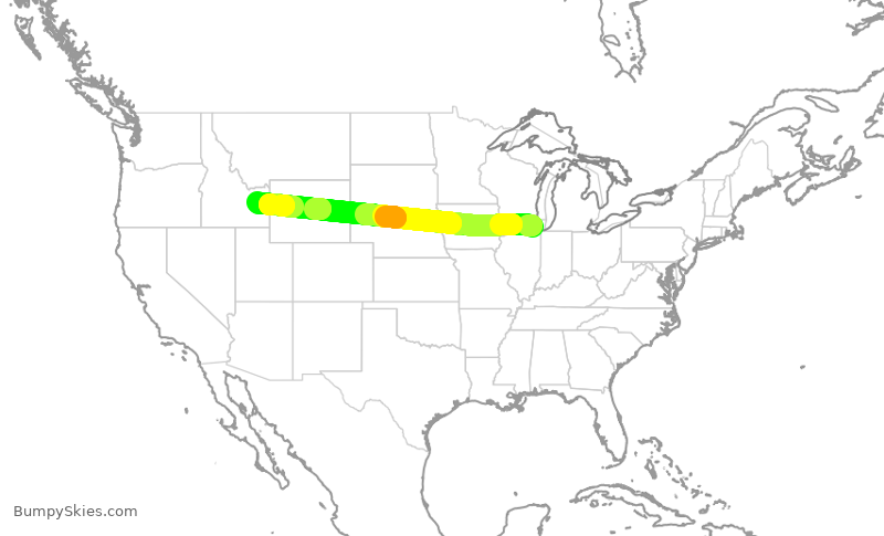 Turbulence forecast map for SKW5832, ORD to IDA