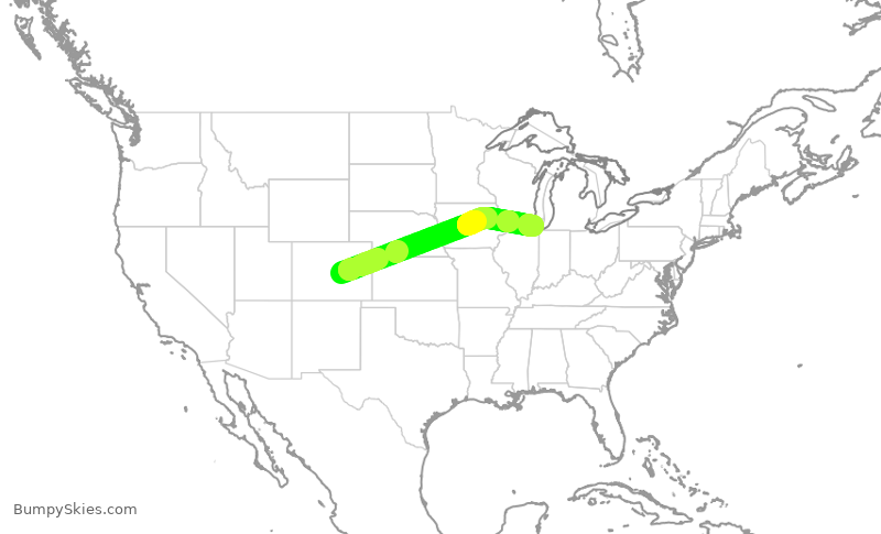 Turbulence forecast map for SKW5836, COS to ORD