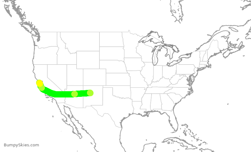 Turbulence forecast map for SKW5840, ABQ to SFO