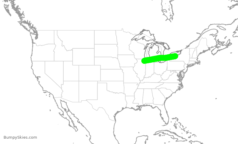 Turbulence forecast map for SKW5840, ROC to ORD