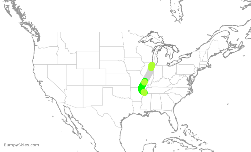 Turbulence forecast map for SKW5841, ORD to MEM