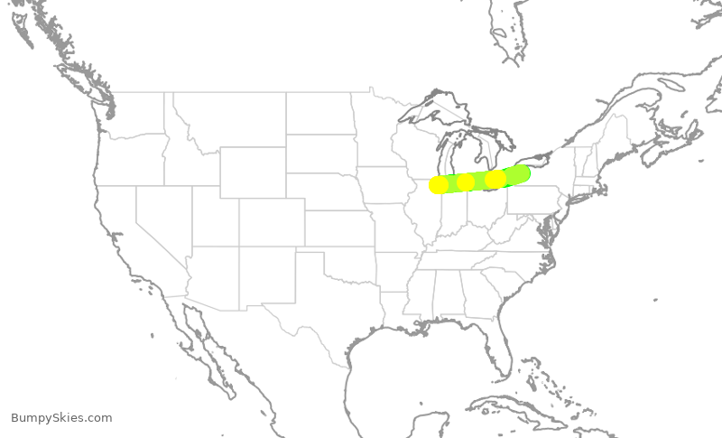 Turbulence forecast map for SKW5846, BUF to ORD