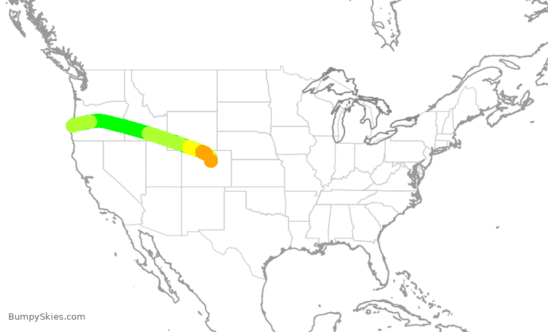 Turbulence forecast map for SKW5846, OTH to DEN