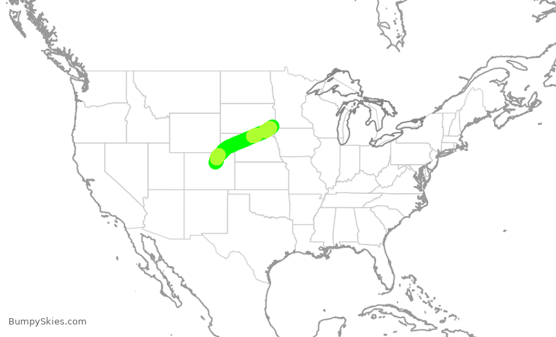 Turbulence forecast map for SKW5849, DEN to FSD