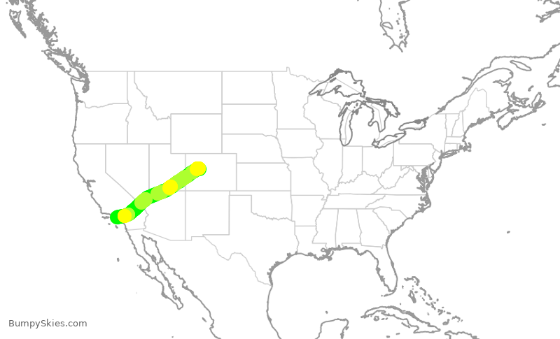 Turbulence forecast map for SKW5851, ASE to LAX