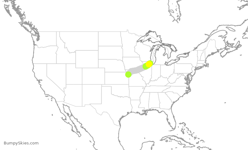 Turbulence forecast map for SKW5853, MCI to ORD