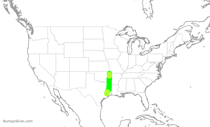 Turbulence forecast map for SKW5855, IAH to XNA