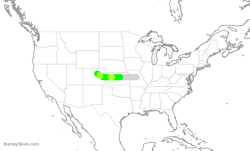 Turbulence forecast map for SKW5857, COU to DEN