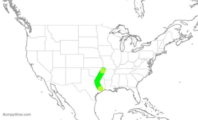 Turbulence forecast map for SKW5859, XNA to IAH