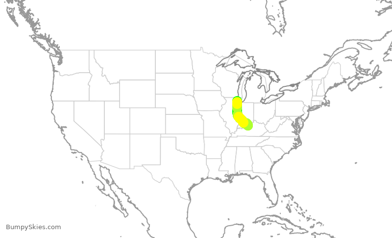 Turbulence forecast map for SKW5868, ORD to SDF