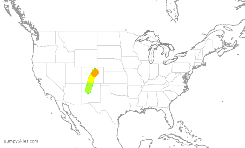 Turbulence forecast map for SKW5880, DEN to ABQ