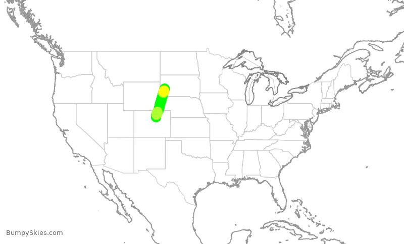 Turbulence forecast map for SKW5891, DEN to RAP