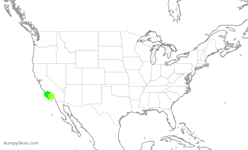 Turbulence forecast map for SKW5893, LAX to SBA