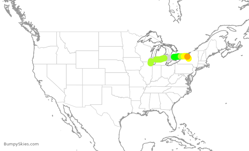 Turbulence forecast map for SKW5901, ORD to SYR
