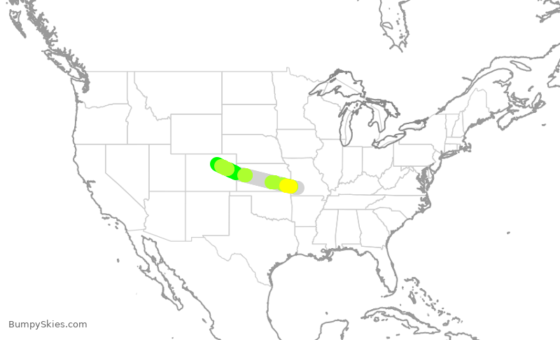 Turbulence forecast map for SKW5903, SGF to DEN