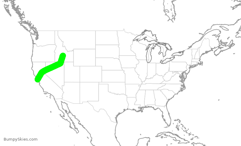 Turbulence forecast map for SKW5903, SUN to SFO