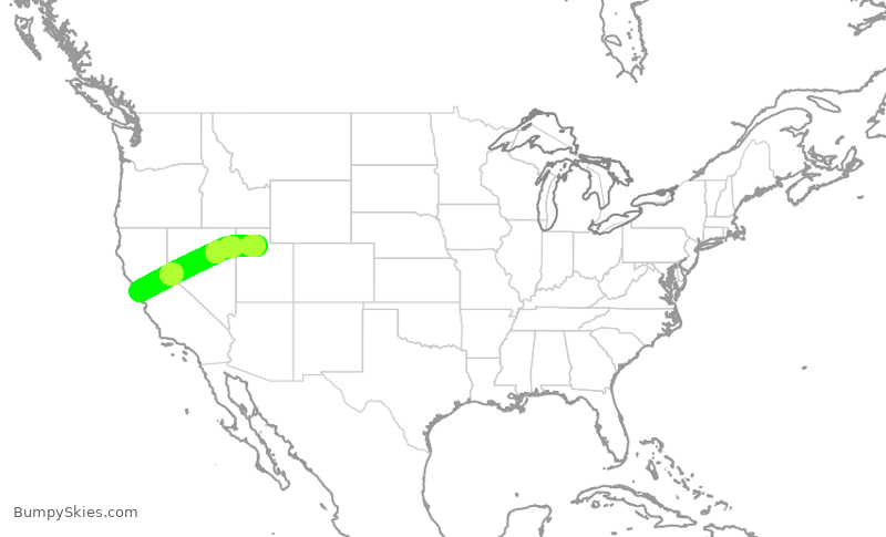 Turbulence forecast map for SKW5908, SFO to SLC