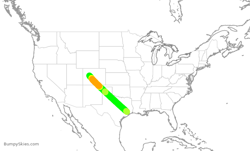Turbulence forecast map for SKW5917, IAH to ASE