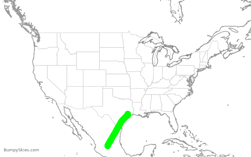 Turbulence forecast map for SKW5918, IAH to MLO