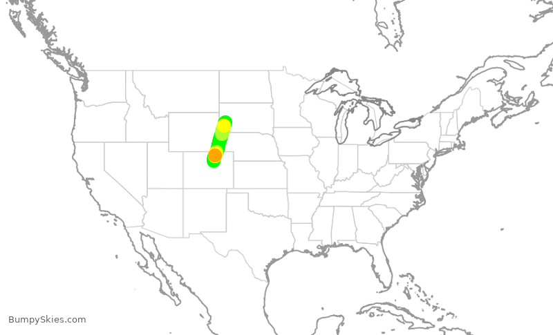 Turbulence forecast map for SKW5927, DEN to RAP
