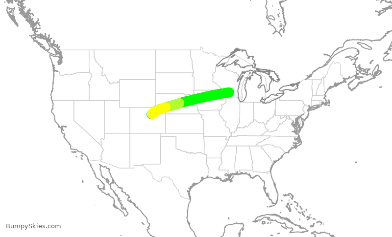 Turbulence forecast map for SKW5927, MSN to DEN