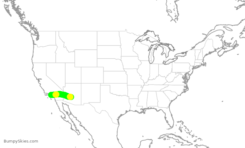 Turbulence forecast map for SKW5939, PHX to LAX